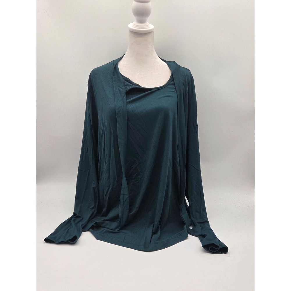 Staccato Women's 1X Teal Layered Look Long Sleeve Top 101-286